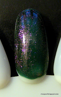 Swatches of Love & Beauty in Emerald (dupe for Cult Nails Masquerade)