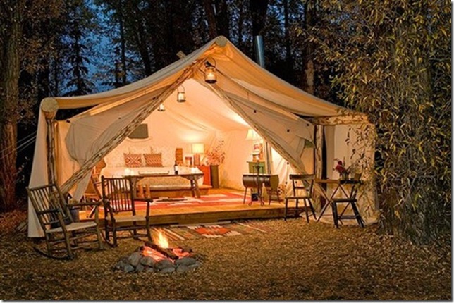 white tent with lanterns