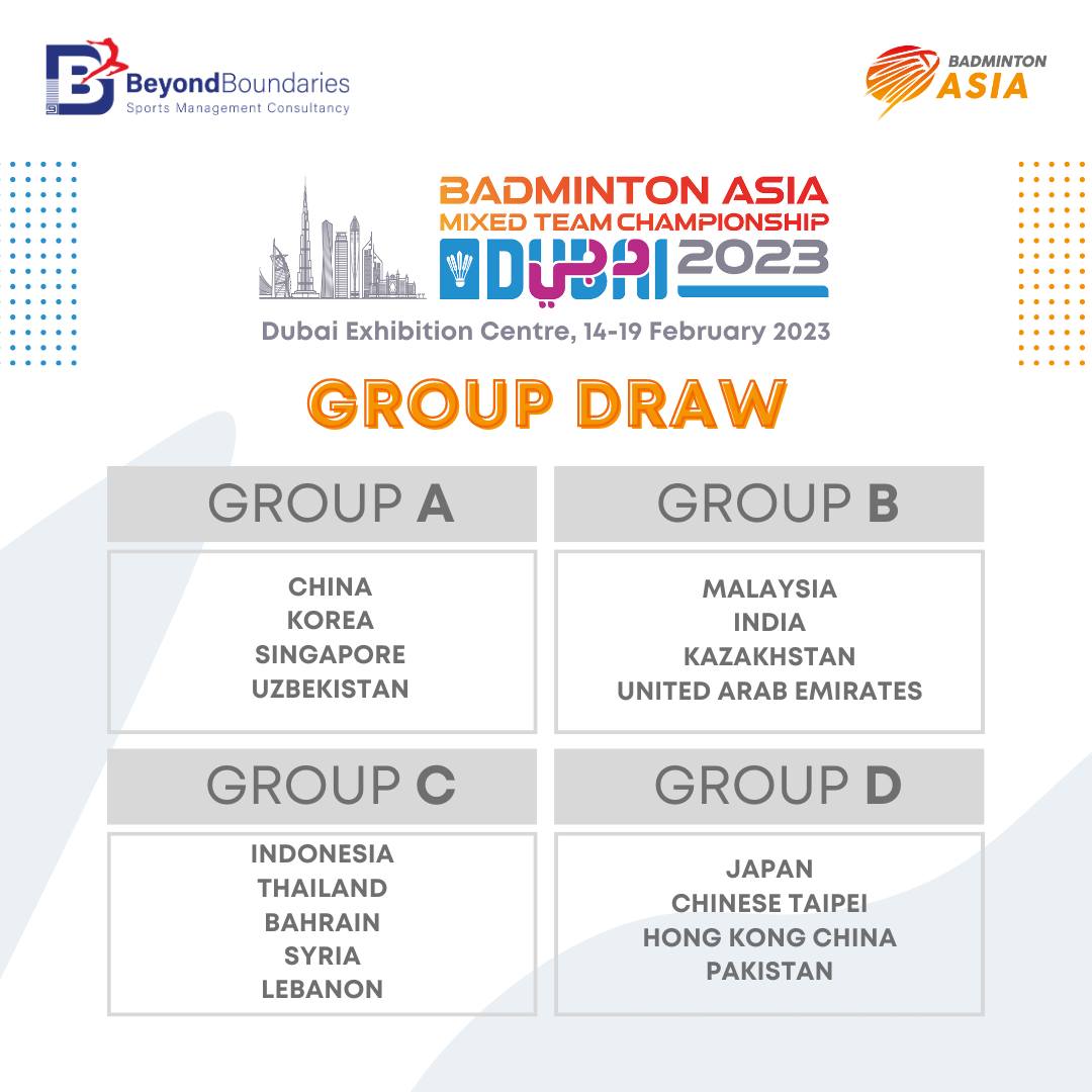 Undian Peringkat Kumpulan Malaysia Di Badminton Asia Mixed Team Championships 2023