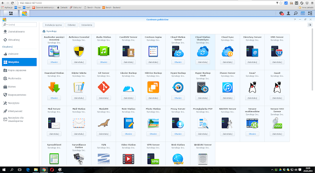 Synology DS216j Centrum pakietów