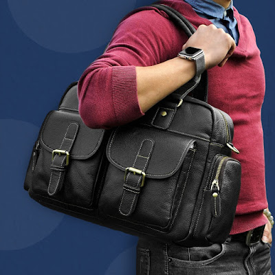 Morral tipo maletin con asas de estilo clásico para uso urbano o viajero.