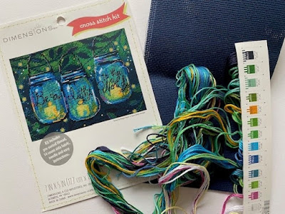 Christmas cross stitch kit with lantern jars