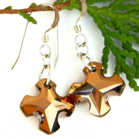 swarovski crystal greek cross earrings