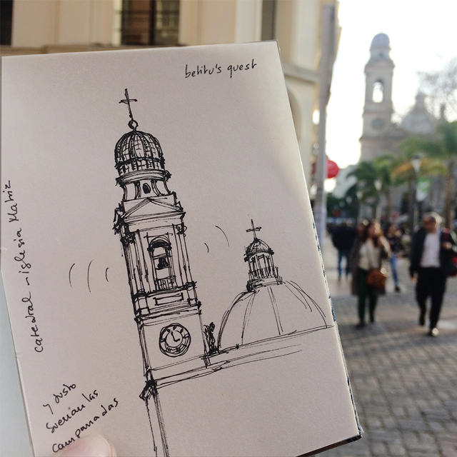 Torre Iglesia Matriz - Urban sketching in Montevideo by betitu - @betitusquest
