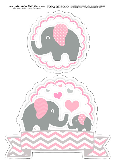 Elephants in Pink: Free Printable Cake Toppers.