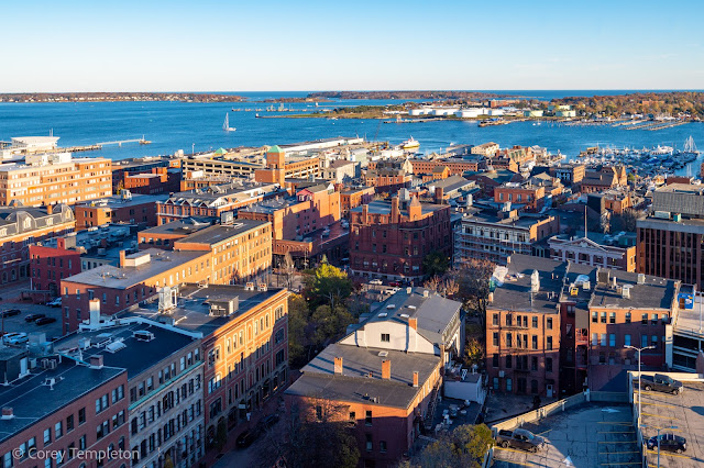 Portland Maine October 2022 Old Port Perch: The density and charm of the Old Port from 201 Federal street aerial