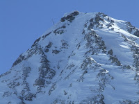 top section of the Couloir Nord-Ouest de l'Aiguille Grive at Les Arcs, Skier: Guy Nicholson,Date: 8/2/2008, Photographer: Hugh Rhodes