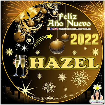 Nombre HAZEL por Año Nuevo 2022 - Cartelito mujer