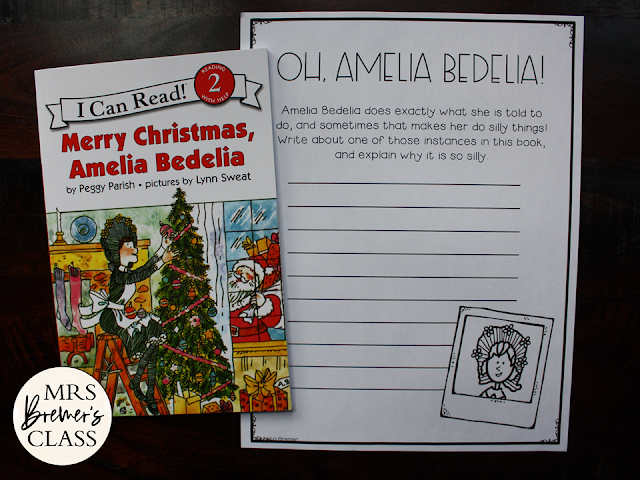 Merry Christmas Amelia Bedelia book study activities unit with Common Core aligned companion activities for First Grade and Second Grade