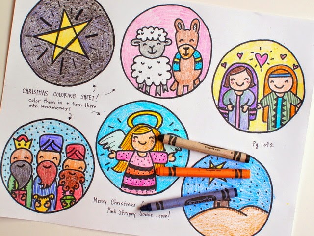 Free Christmas Coloring Sheets Pink Stripey Socks