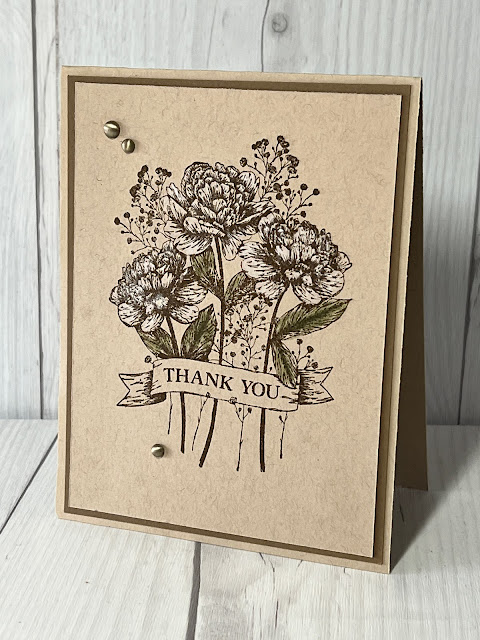 Thank you card on Crumb Cake paper using Stampin' Up! Bouquet of Thanks Stamp Set