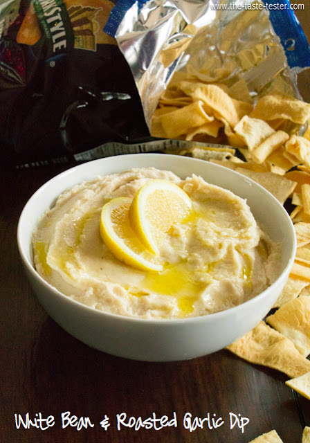 White Bean and Roasted Garlic Dip www.the-taste-tester.com #recipe #dip #appetizer