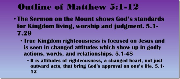 Outline of Matthew 5.1-12