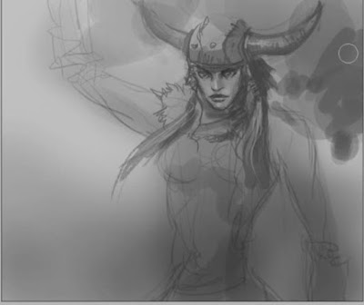 Here is the final sketch Female Viking Warrior