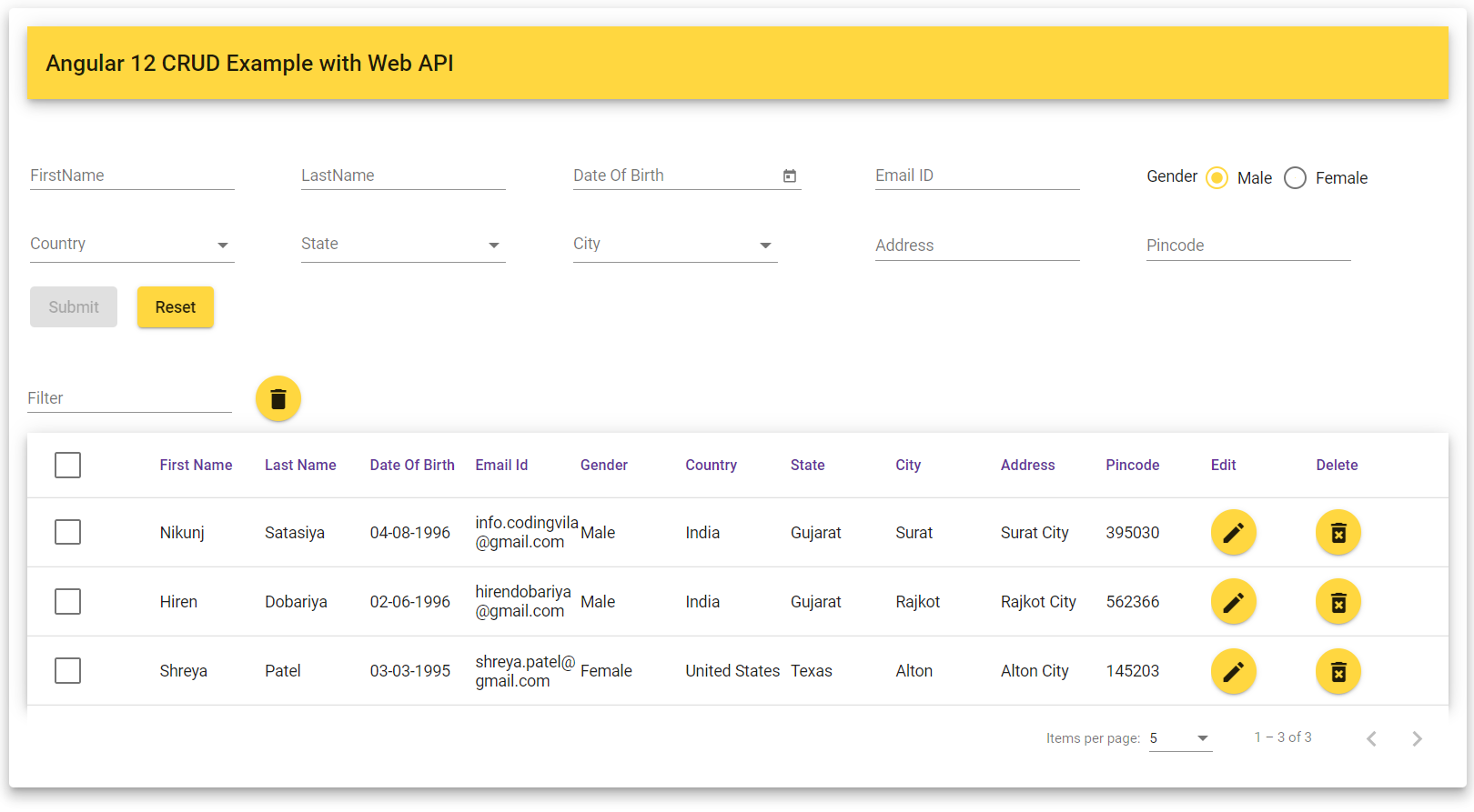 Angular 12 CRUD Example with Web API