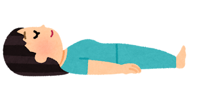 横から見た仰向けで寝る人のイラスト（女性）