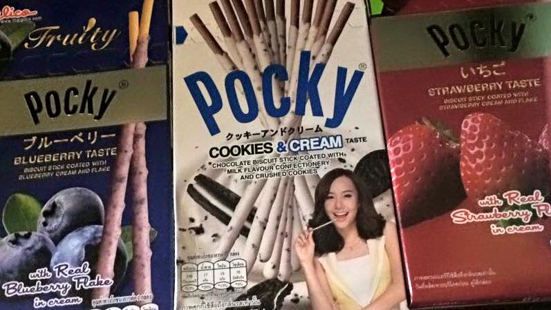 pocky blueberry taste,pocky cookies and cream, pocky strawberry taste