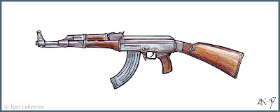 drawing ak 47 (Russian rifle)