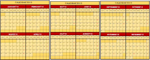 Free Printable 2019 Calendar in Word