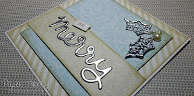 CAS Christmas card with triple embossed sentiment and holly