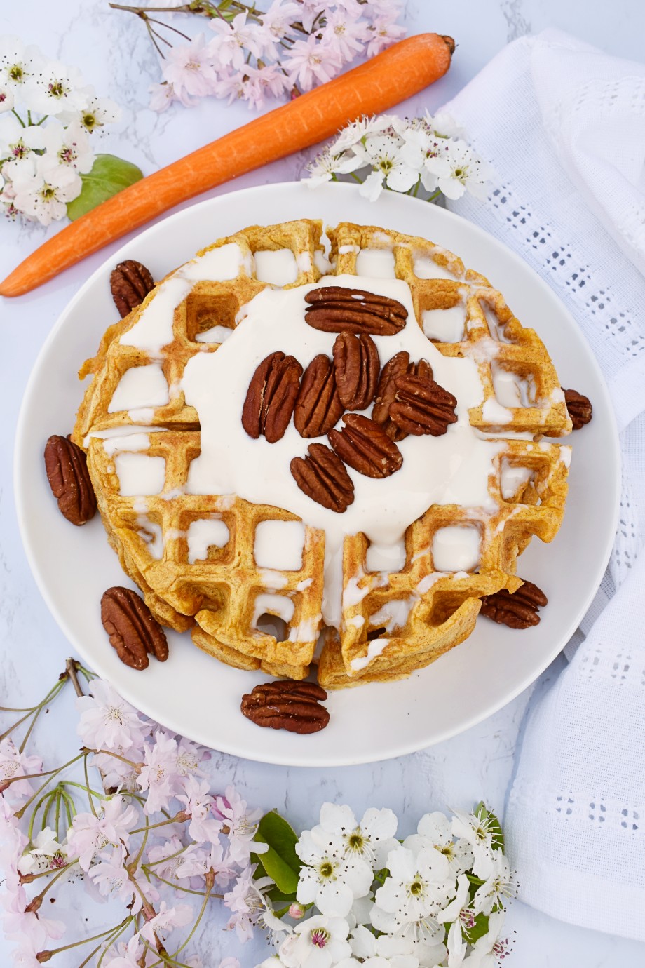 Carrot Cake Pecan Waffles