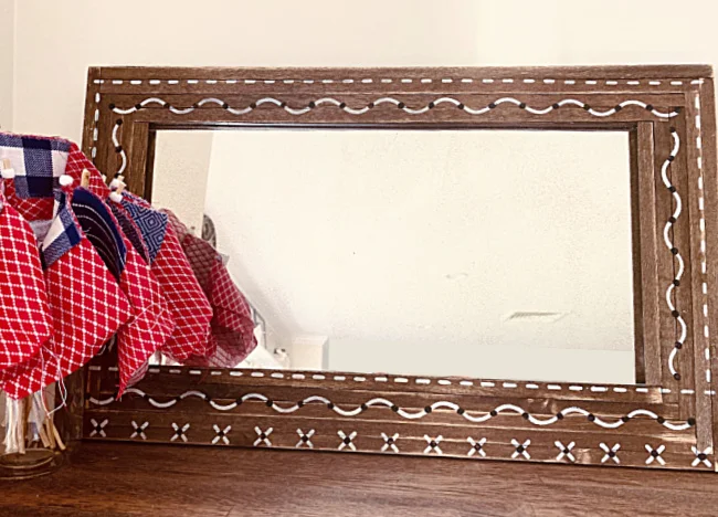 boho mirror and American flags