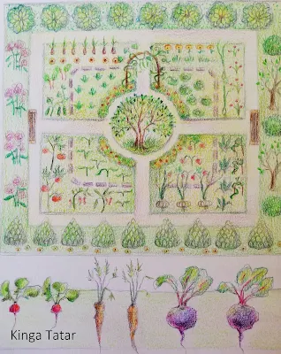 Sommer-Zeichnung-Gartenplan