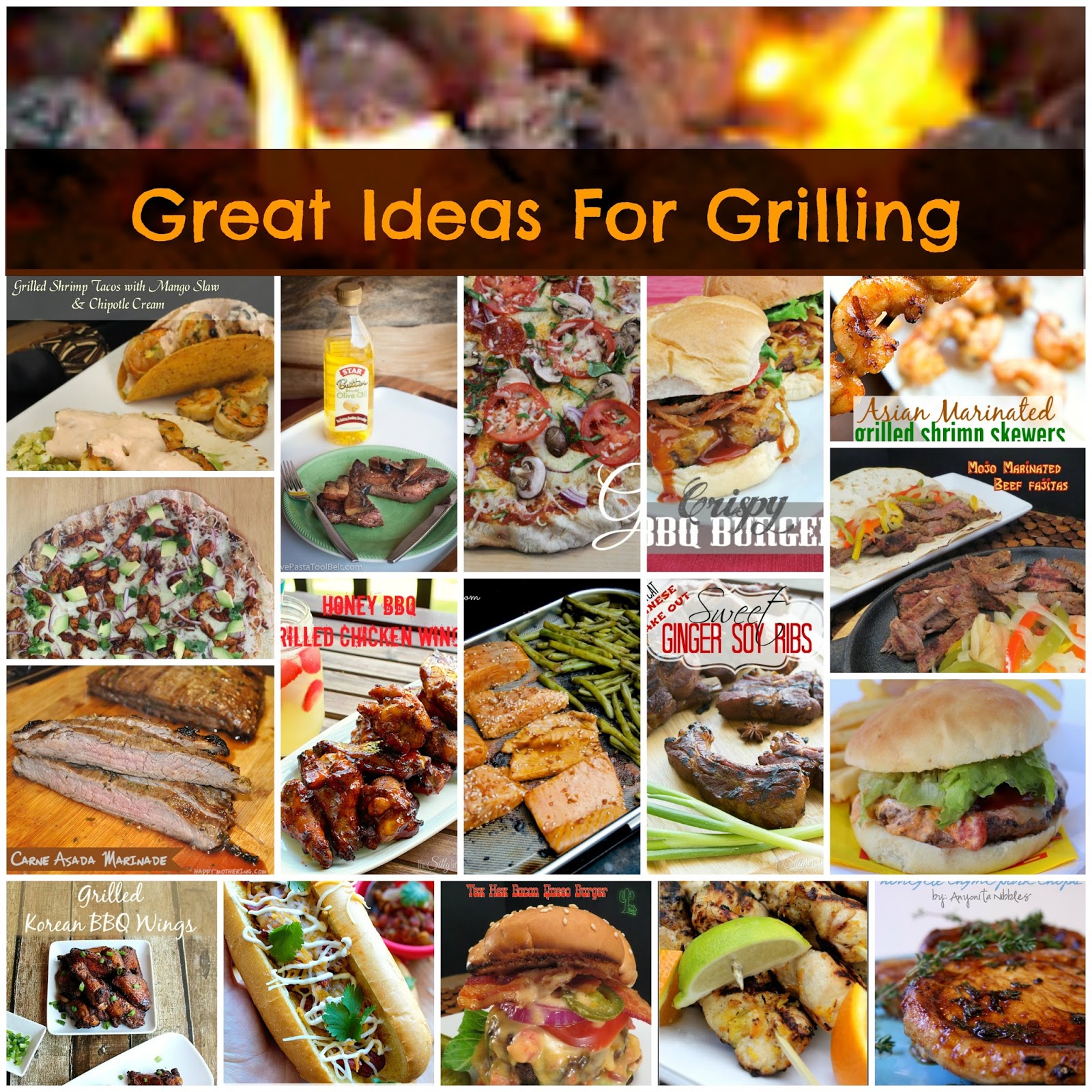 17 Great Ideas for Grilling:  A roundup or 17 recipes to cook on the grill for Memorial Day or anytime you feel like grilling.  From the archives of Great Idea Thursdays.