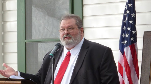 Jeff McCullers delivering keynote address at the Estero Historical Society's dedication of the restored Estero Creek School in 2016.