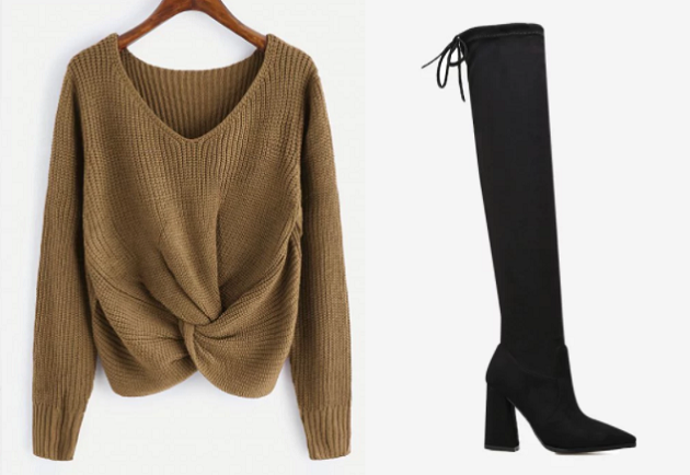 Zaful sweater knee-high boots 