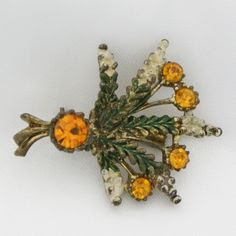 Amber rhinestone Scottish brooch by Exquisite