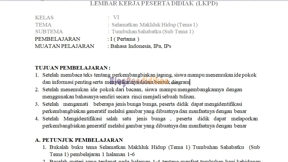 LKPD (Lembar Kerja Peserta Didik) SD Kelas 1, 2, 3, 4, 5, dan 6 - Blog