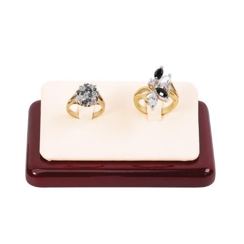 #F42-2 (RW) Leatherette Ring Display with Rosewood Color Base