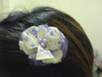 purple bead flower hair pin at my hair