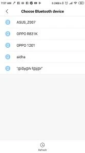 select the name of the bluetooth device