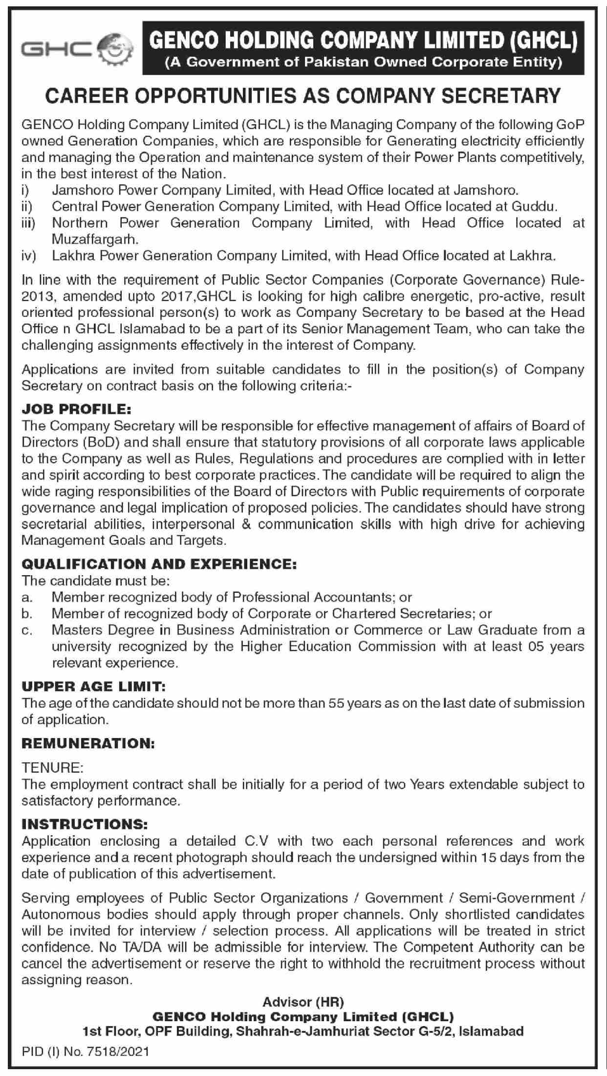 Positions Vacant at GENCO Holding Company Limited Jobs 2022