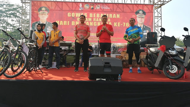 Gowes Bebatiran Hari Bhayangkara Ke-76 Perkokoh Sinergitas dan Soliditas TNI-Polri Banyumas 