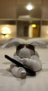 Towel folding art on a cruise ship