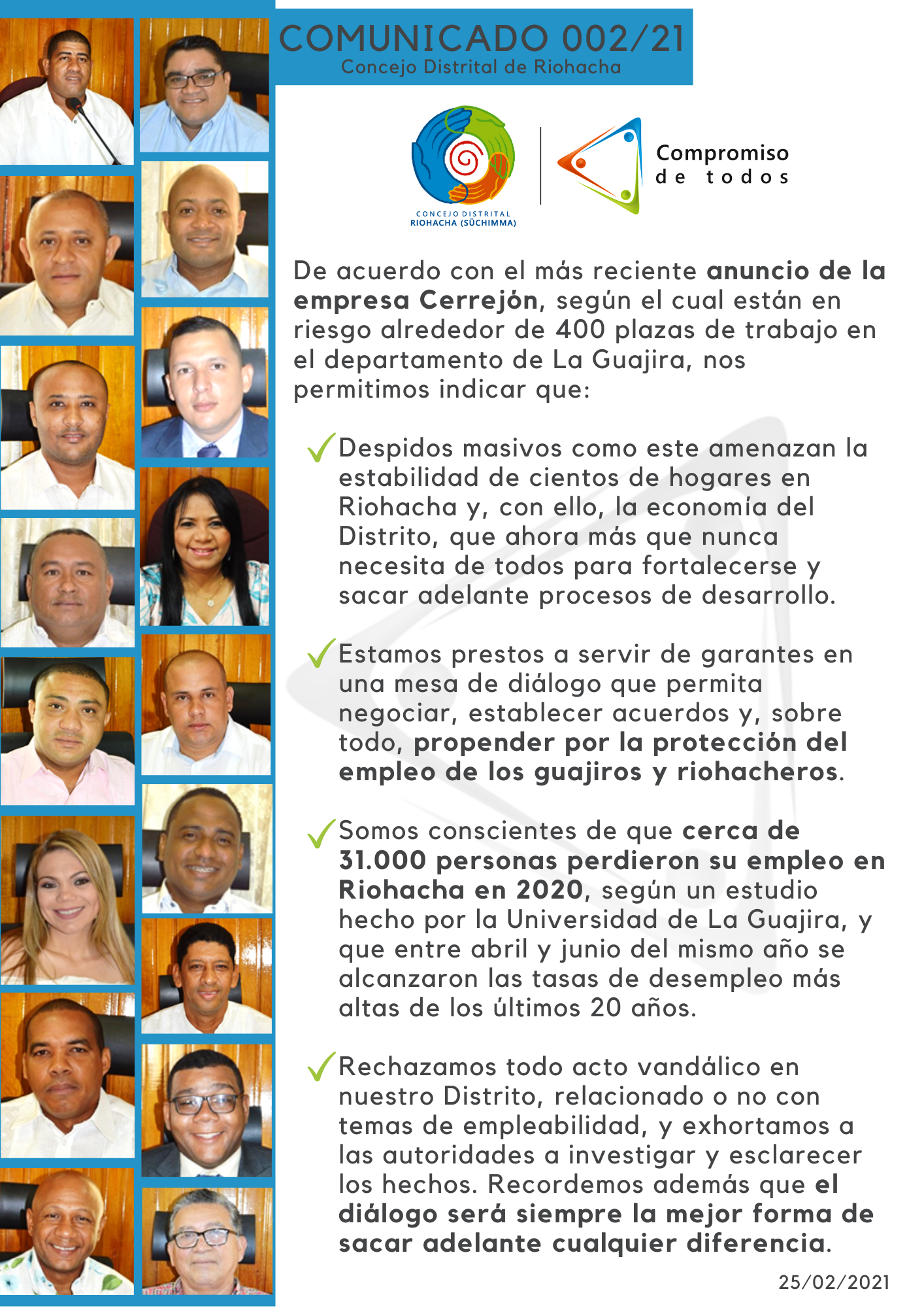 hoyennoticia.com, Concejo: "Despido masivo de Cerrejón amenaza la economía de Riohacha"