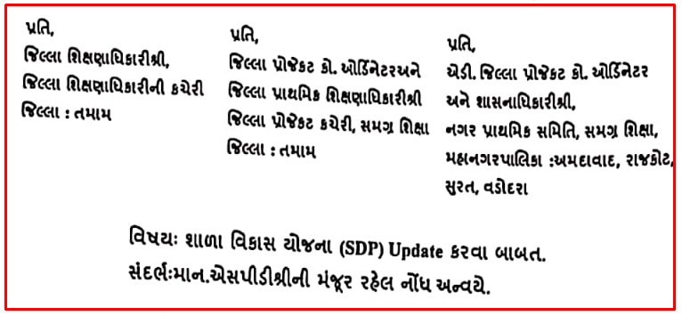 Shala Vikas Yojana (SDP) Update Karva Babat |  શાળા વિકાસ યોજના (School Devlopment Plaan) Update