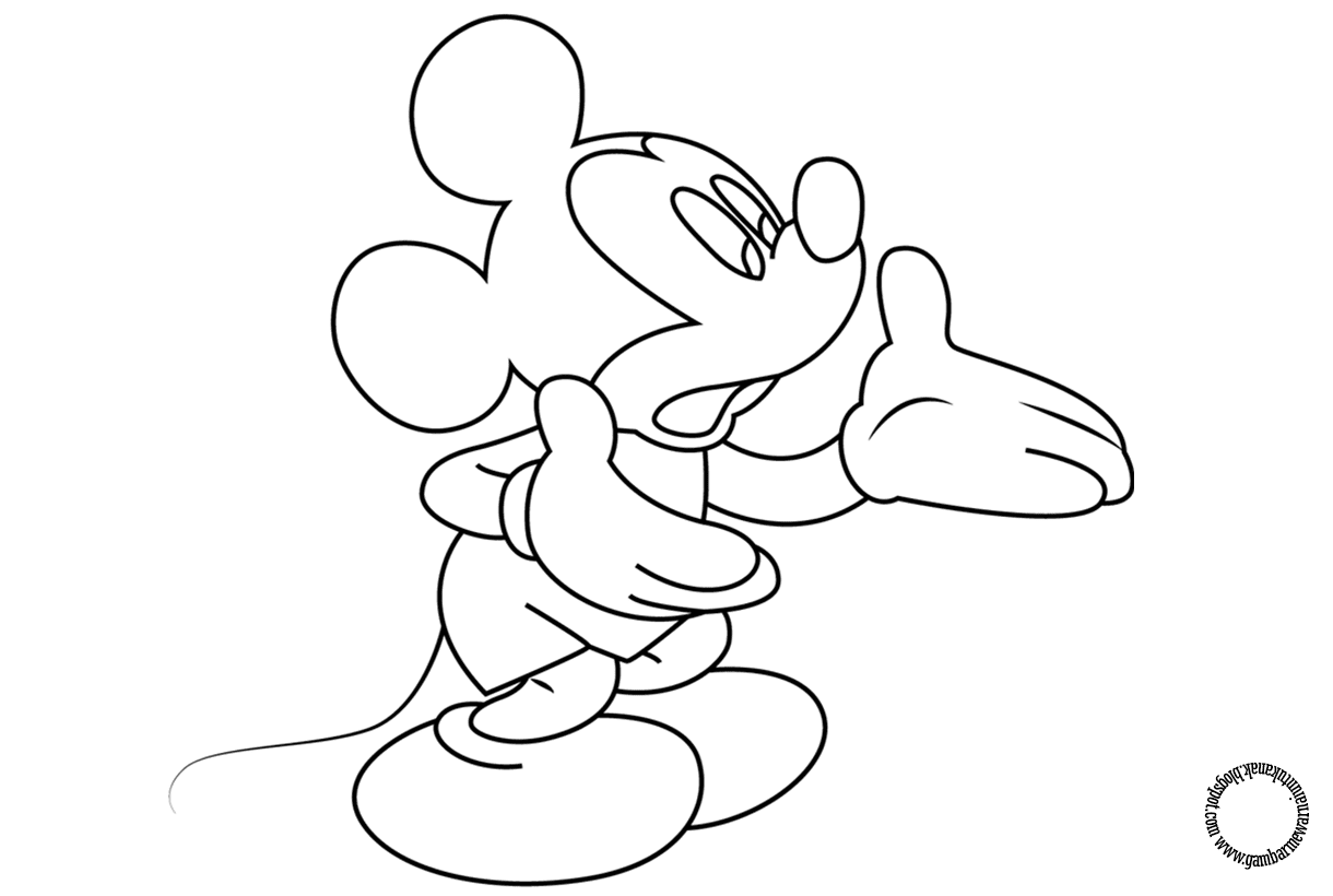 Gambar Mewarnai Mickey Mouse Untuk Anak