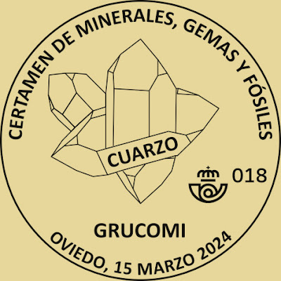 matasellos, filatelia, cuarzo, mineral, certamen, minerales