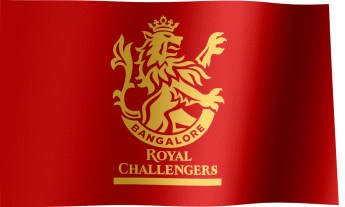 The waving fan flag of the Royal Challengers Bangalore with the logo (Animated GIF)