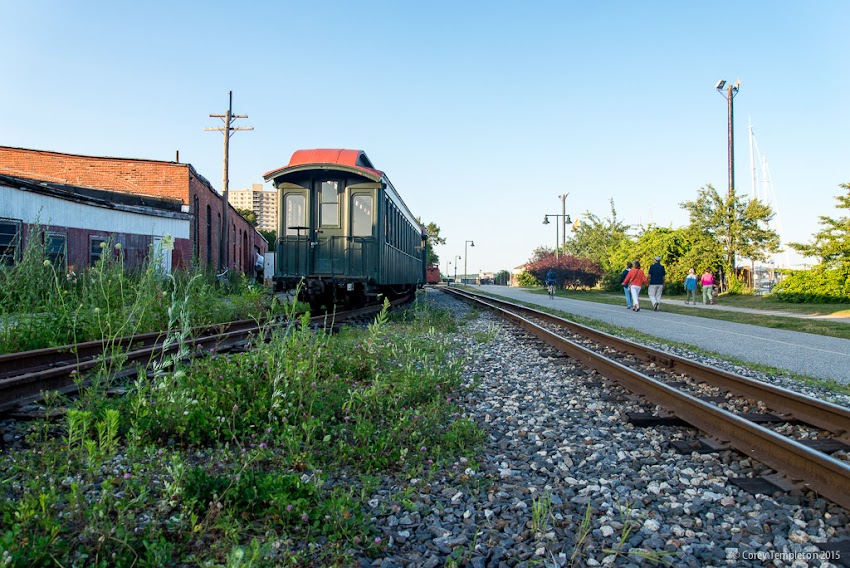 Portland, Maine USA Fore Street and Eastern Waterfront narrow gauge railroad and future development site. Photo by Corey Templeton.