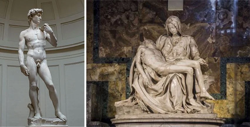 Il David a Firenze e la Pietà a Roma.