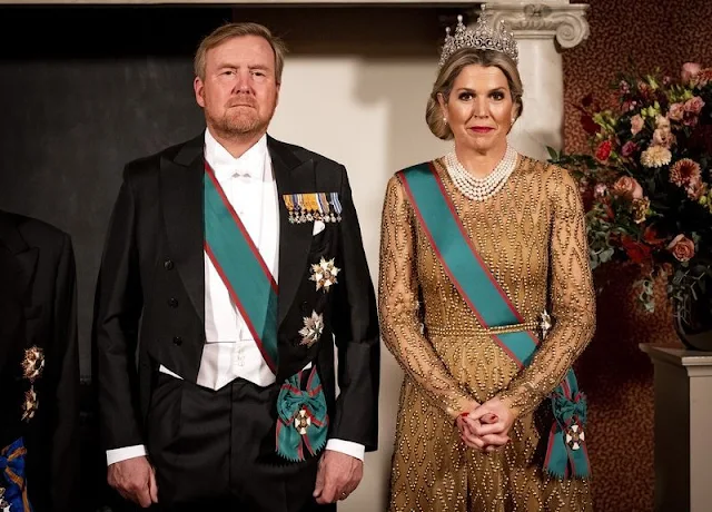 Queen Maxima wore a gown by Dutch designer Jan Taminiau. Princess Beatrix and Princess Margriet. Laura Mattarella