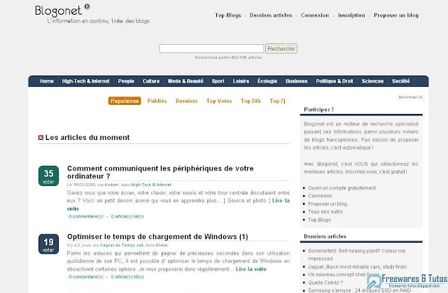 Le site du jour : Blogonet : un Wikio bis ?