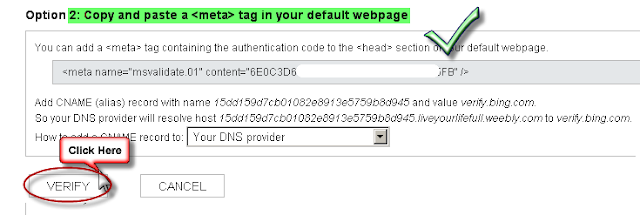 Verify Site With Meta Tag in Bing Webmaster Tools