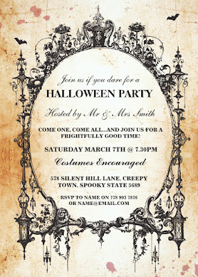  Halloween Black Gothic Spider Frame Party Invite