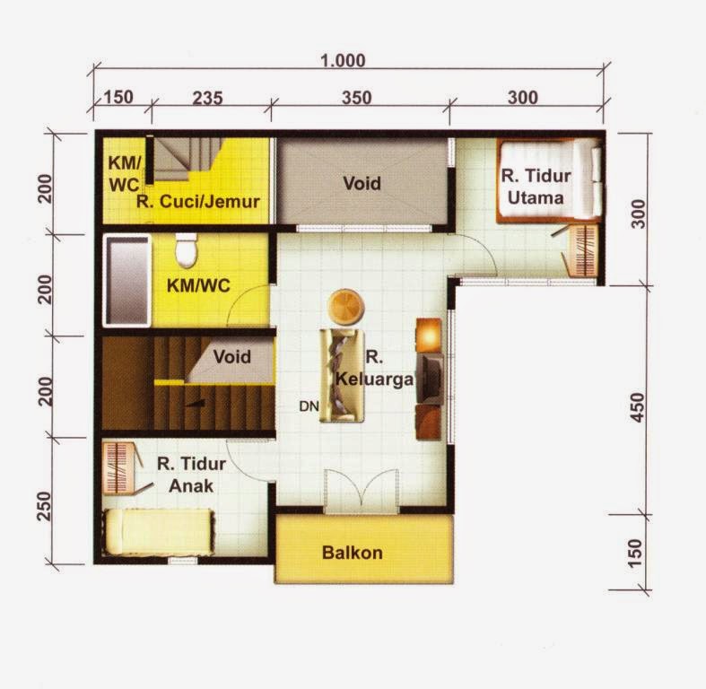  Denah  Rumah  Minimalis 2 Lantai Tipe 70  120 